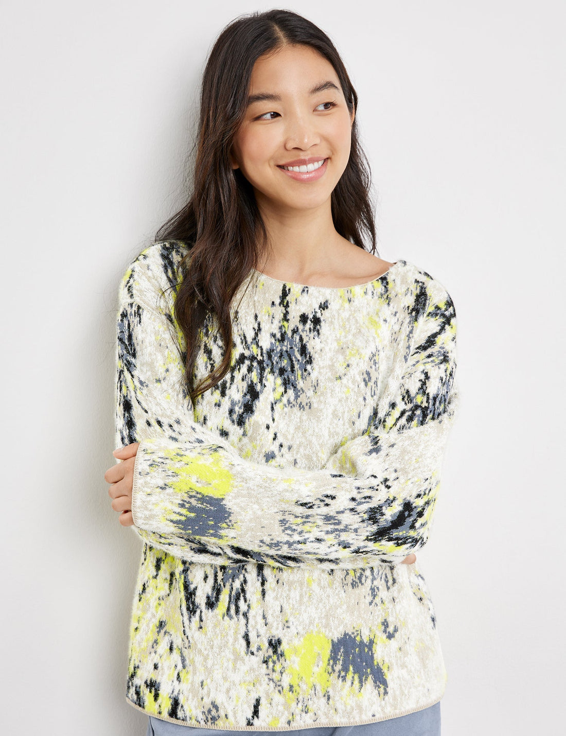 Multi-Color Sweater With Multicolored Jacquard