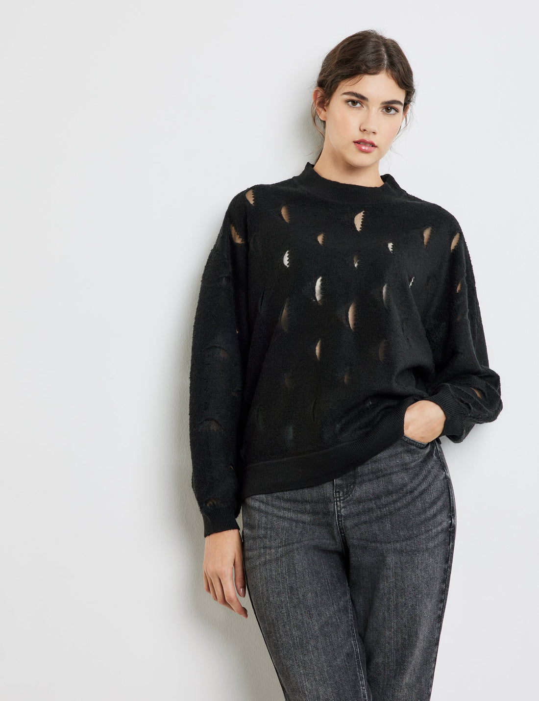 Black Jumper With Sheer Details