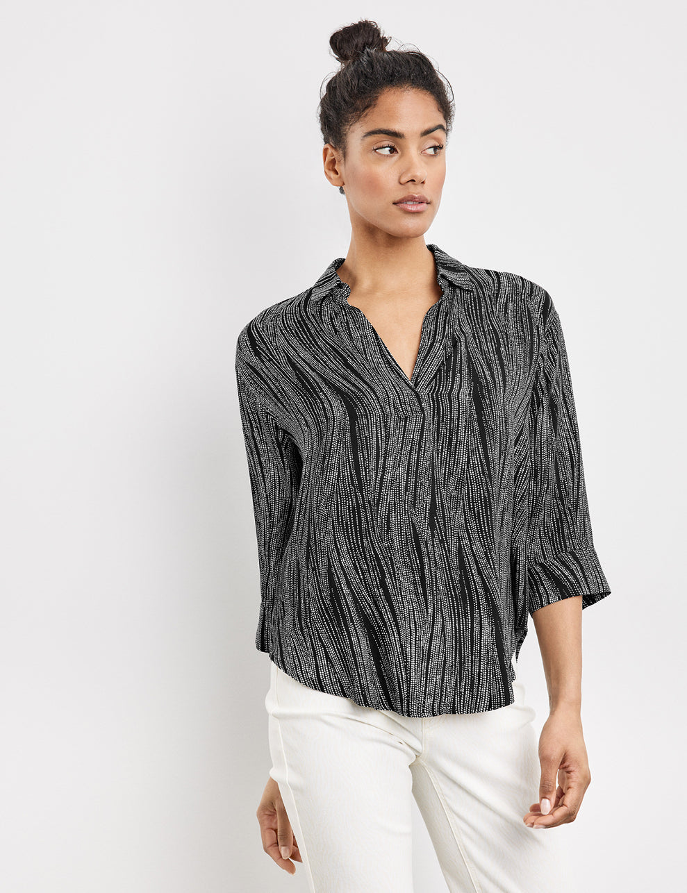 3/4-Sleeve Blouse In A Satin Look