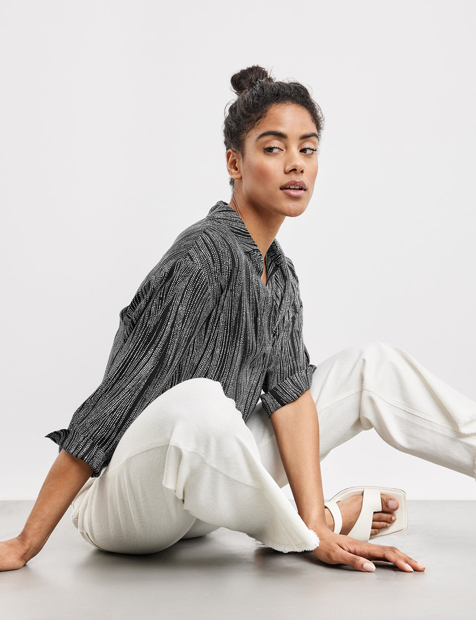 3/4-Sleeve Blouse In A Satin Look