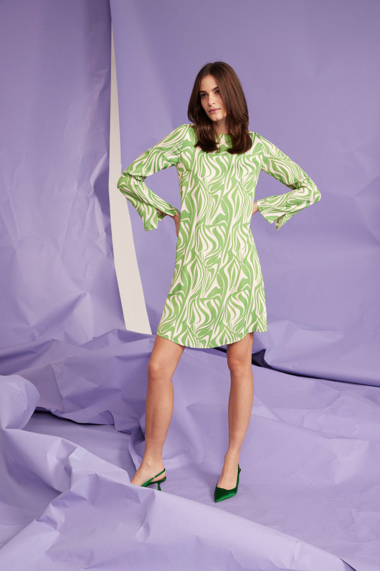 Green/Sand Satin Dress