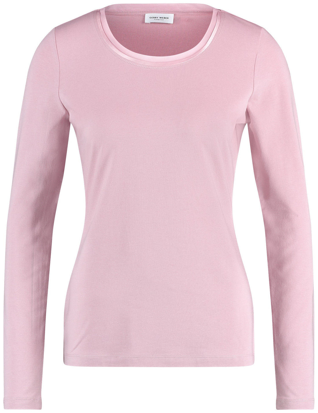 Long Sleeve Top With A Sheer Neckline Trim_370294-35060_30916_02