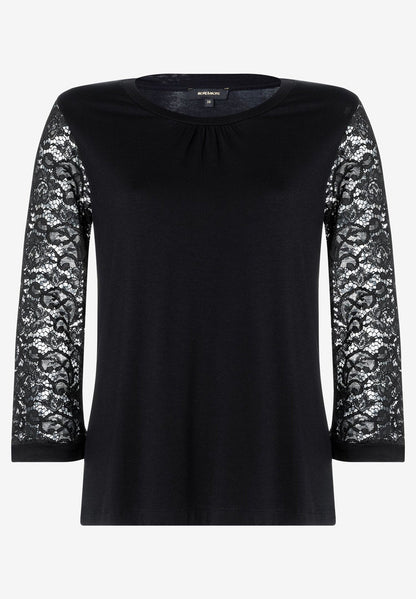 Black Shirt With Lace Sleeves_41010008_0790_03