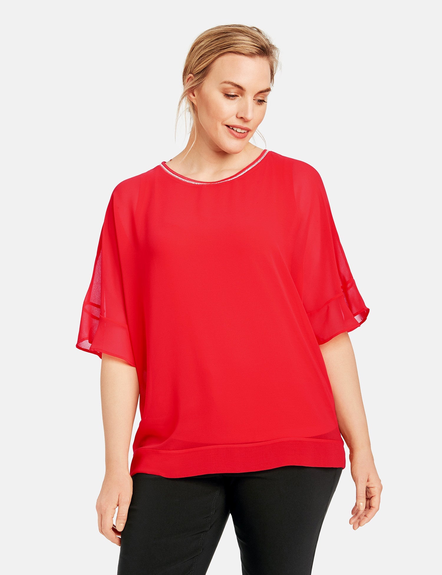 Red T-Shirt Short-Sleeve Roundneck