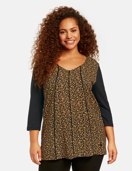 Yellow T-Shirt 3/4-Sleeve Roundneck