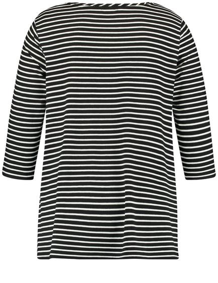 Black T-Shirt 3/4-Sleeve Roundneck