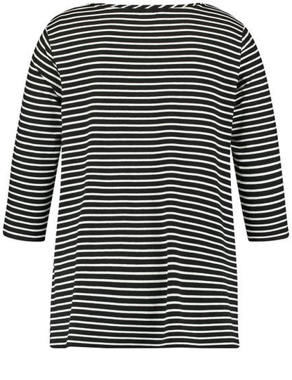 Black T-Shirt 3/4-Sleeve Roundneck