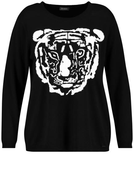 Black Pullover Long-Sleeve Roundneck