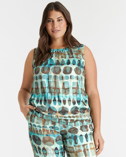 Middle Blue Blouse Without Sleeve