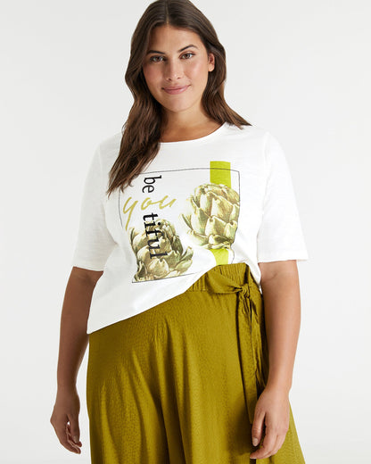 White T-Shirt Short-Sleeve Roundneck