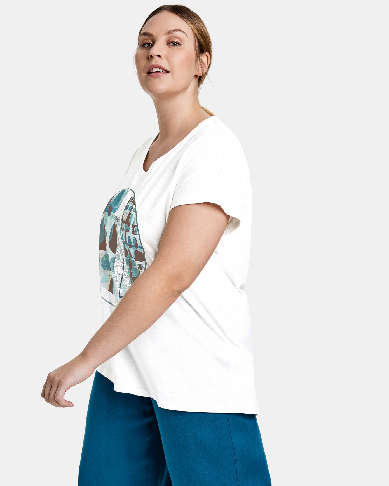 White T-Shirt Short-Sleeve Roundneck