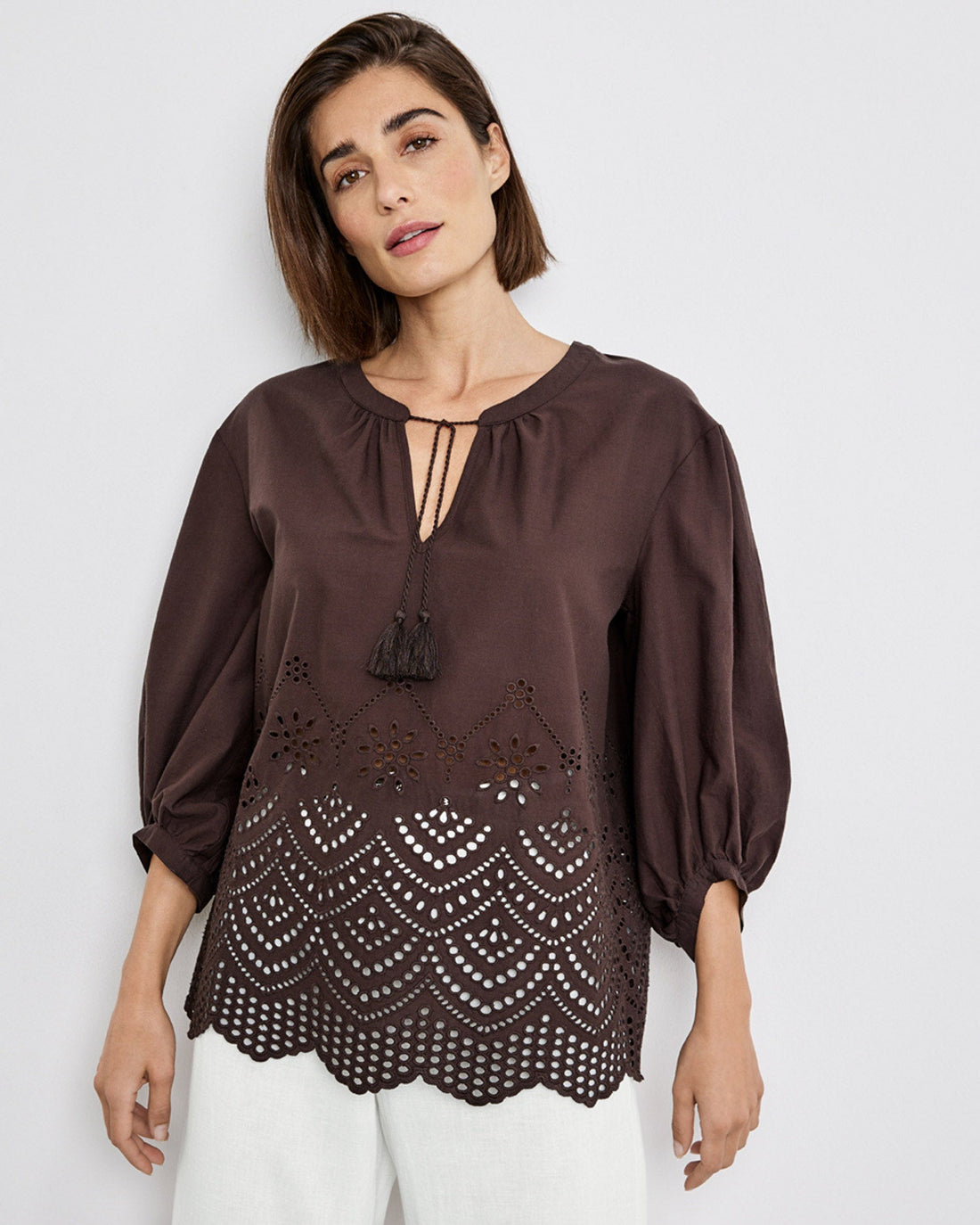 Brown Blouse 3/4 Sleeve