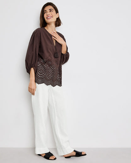 Brown Blouse 3/4 Sleeve