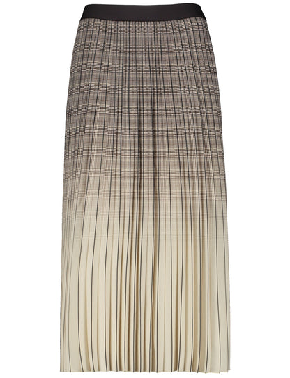 Beige Checked Pleated Skirt