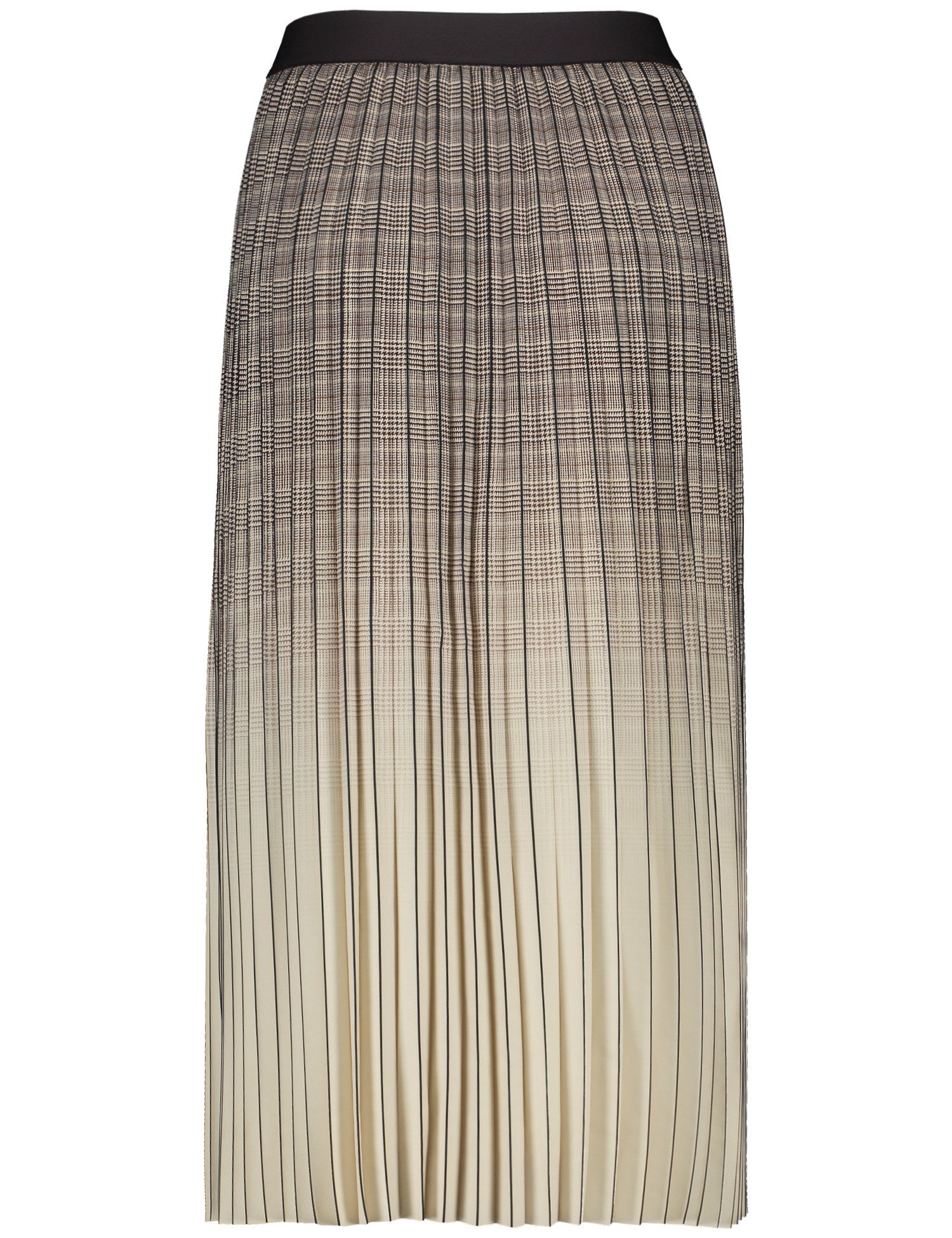 Beige Checked Pleated Skirt