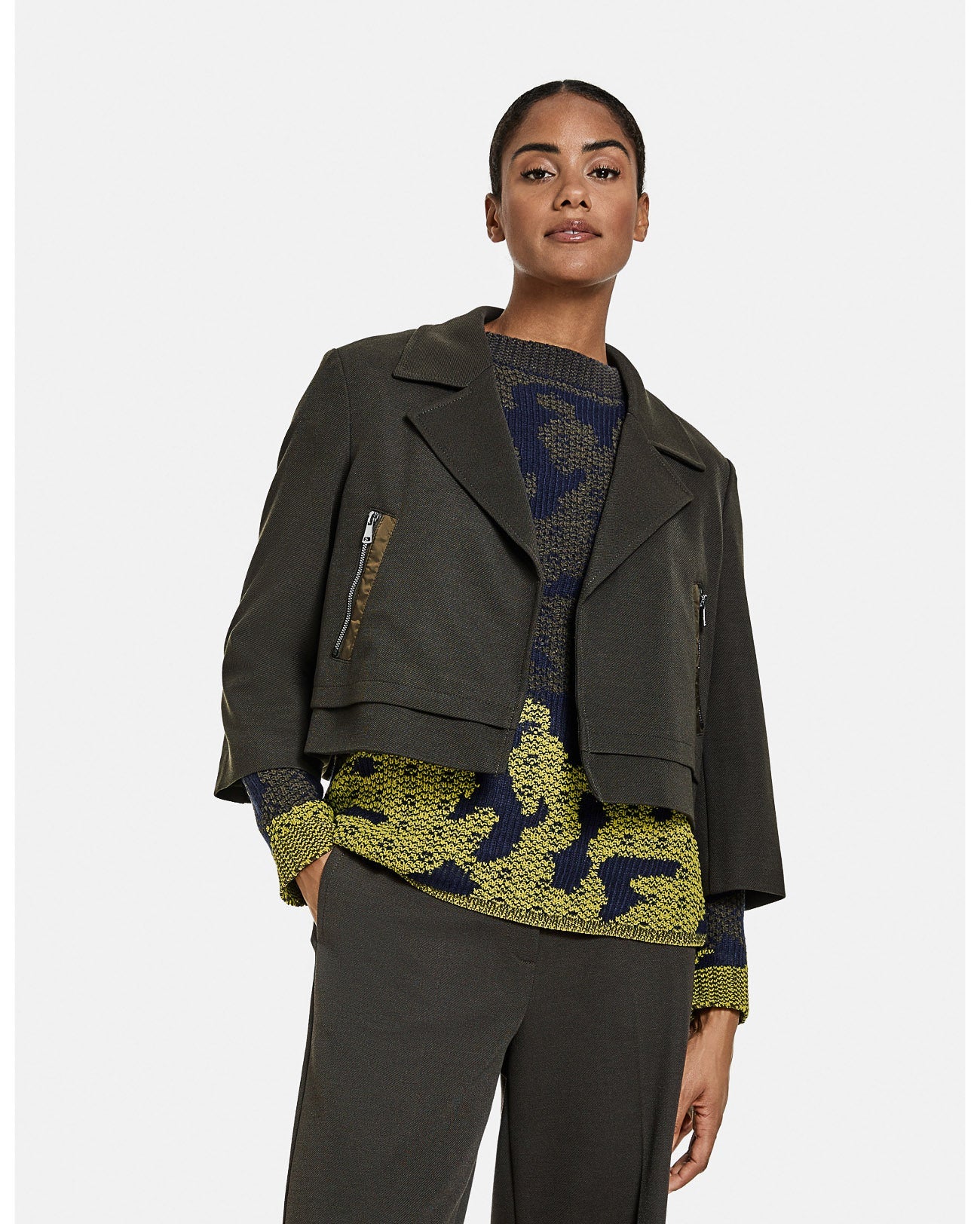 Kaki Jacket 3/4 Sleeve With Lining