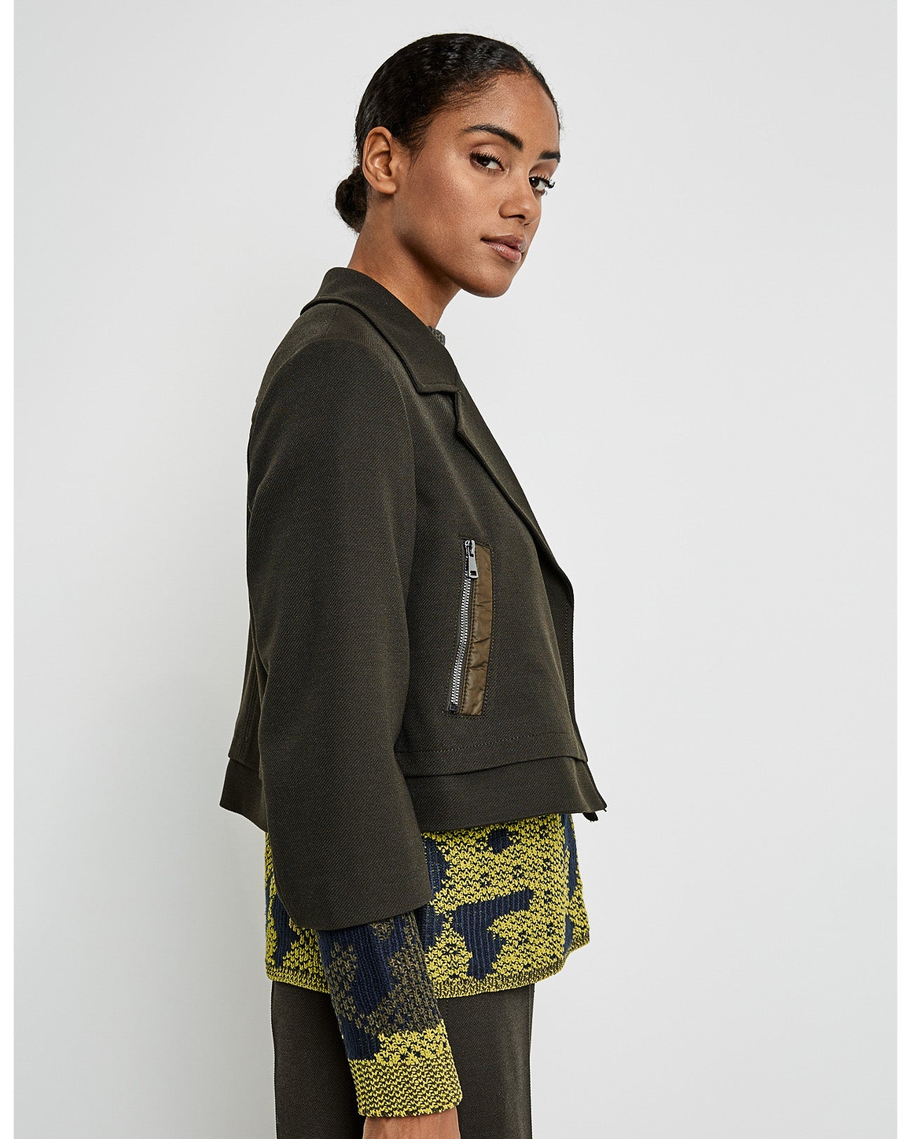 Kaki Jacket 3/4 Sleeve With Lining