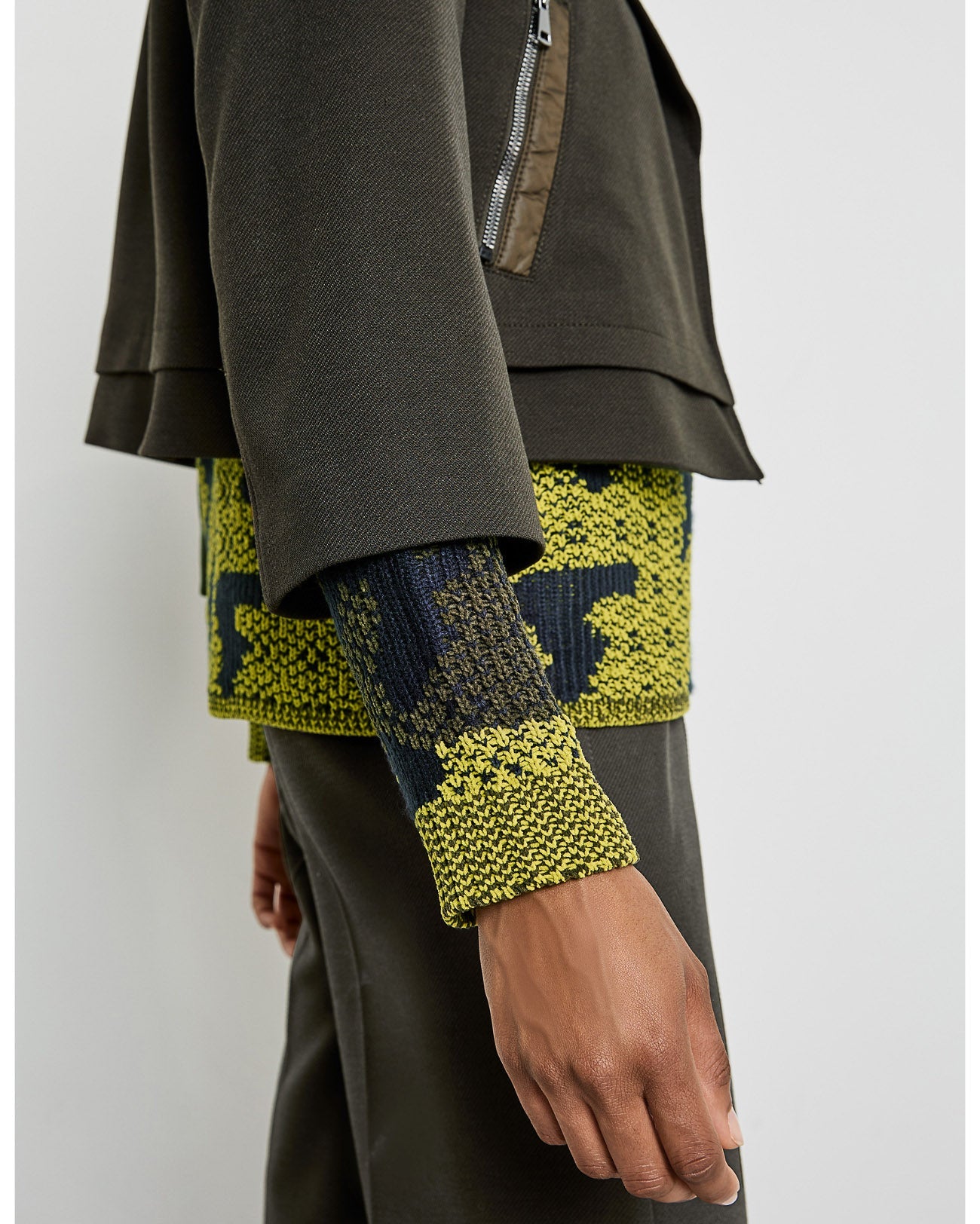 Kaki Jacket 3/4 Sleeve With Lining