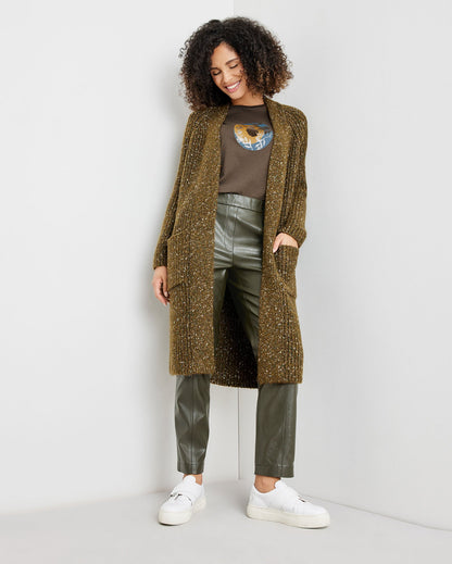 Kaki Long Jacket With A Multi-Coloured Look