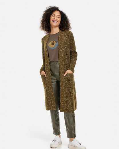 Kaki Long Jacket With A Multi-Coloured Look