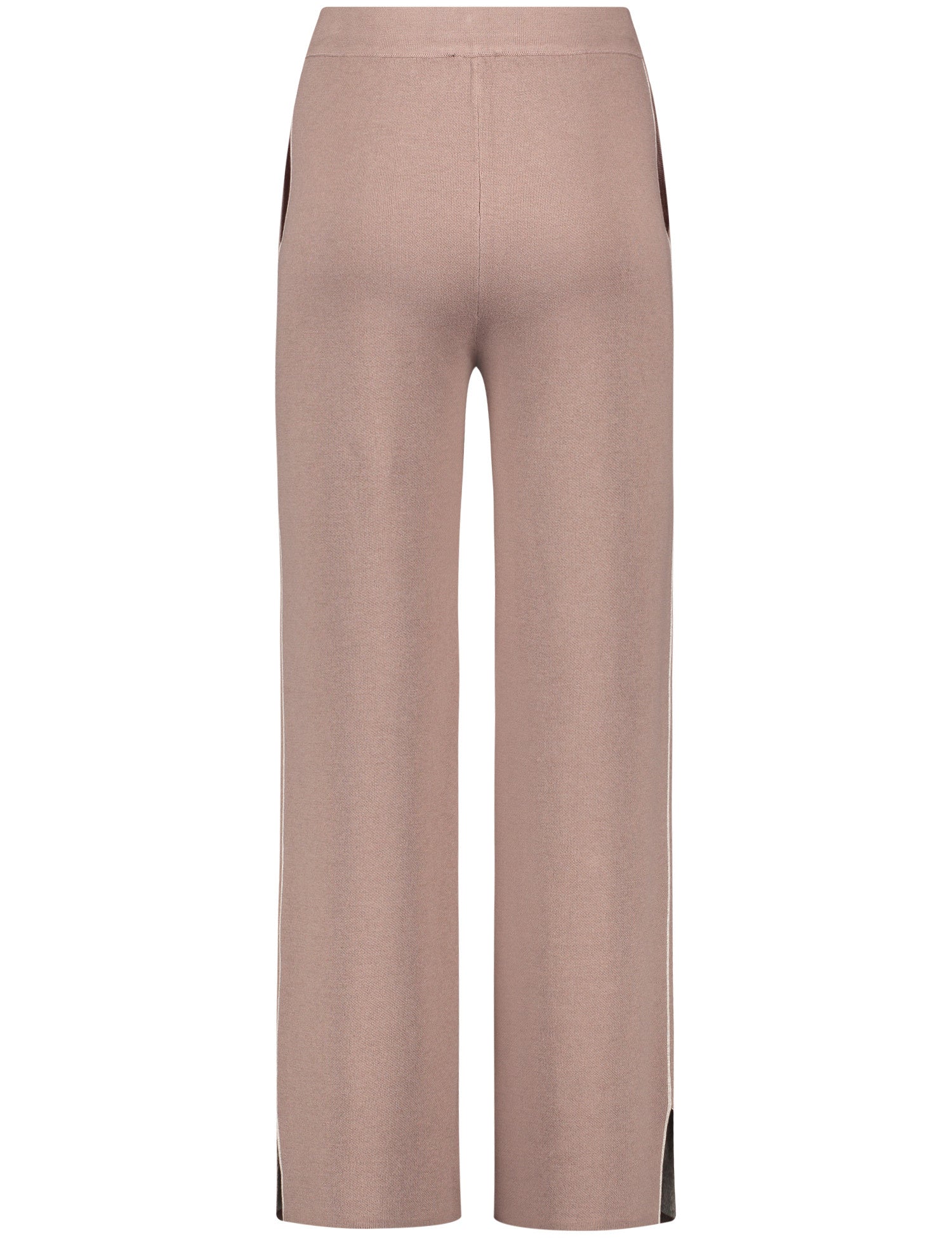 Beige Knitted Trousers With Side Slits Ecovero
