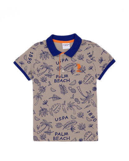 Beige Polo Neck T-Shirt