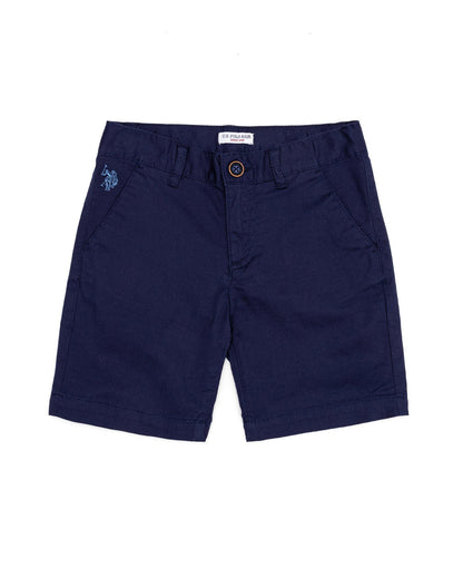 Dark Blue Woven Bermuda Capri
