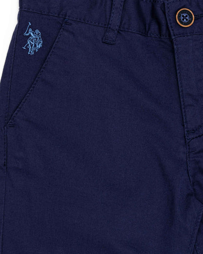 Dark Blue Woven Bermuda Capri
