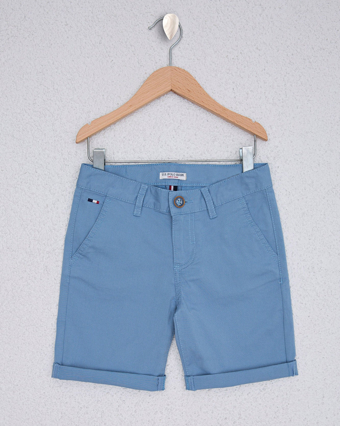 Light Blue Woven Bermuda Capri