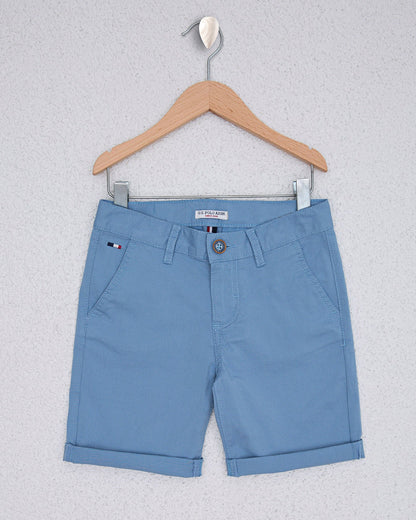 Light Blue Woven Bermuda Capri