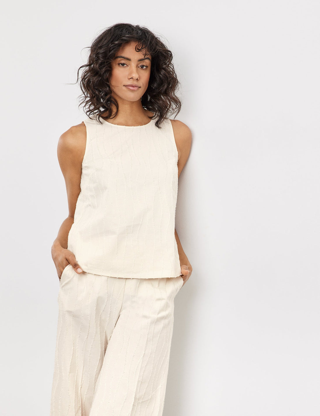 Blouse Top Made Of Textured Fabric