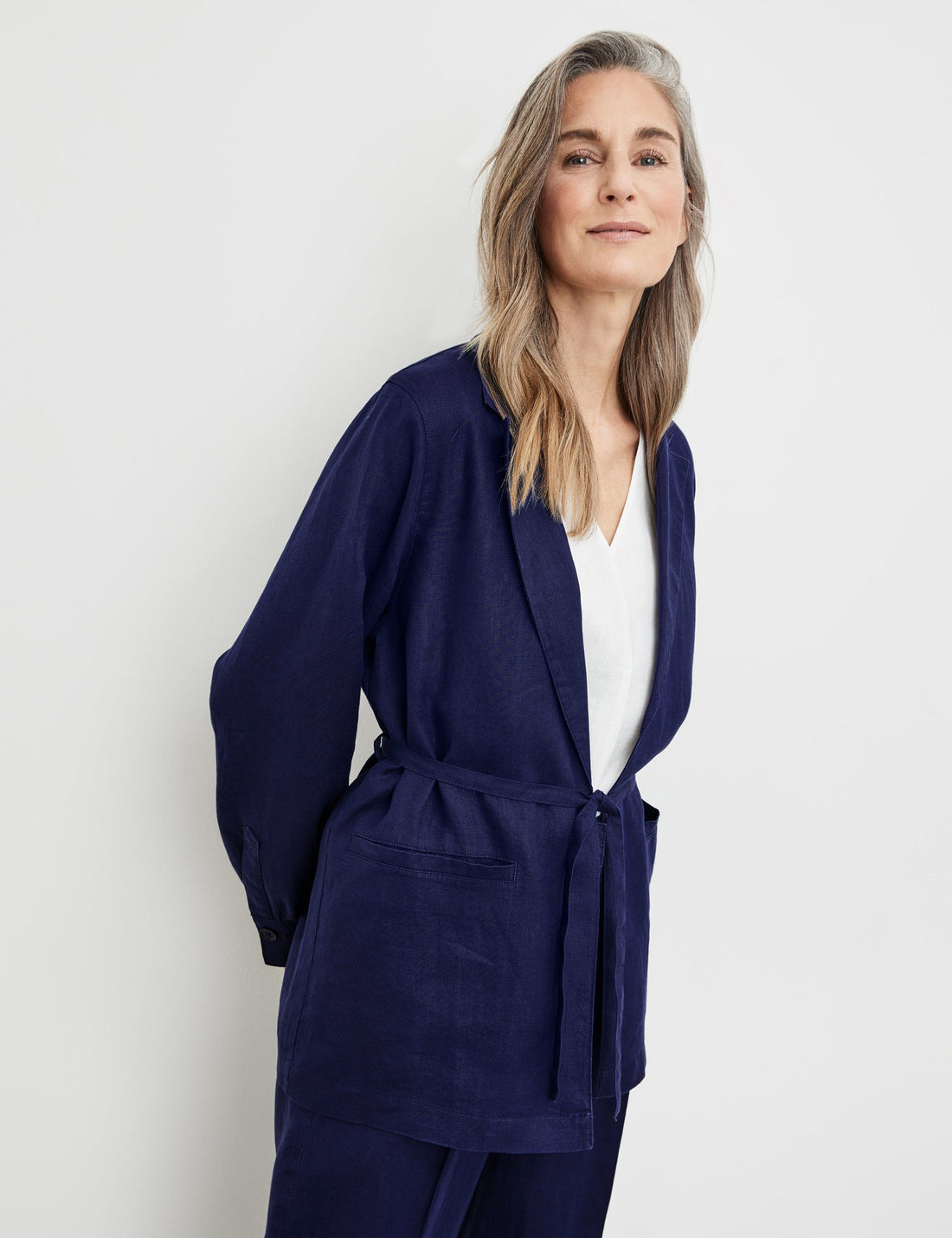 Casual Linen Blazer With A Waistband