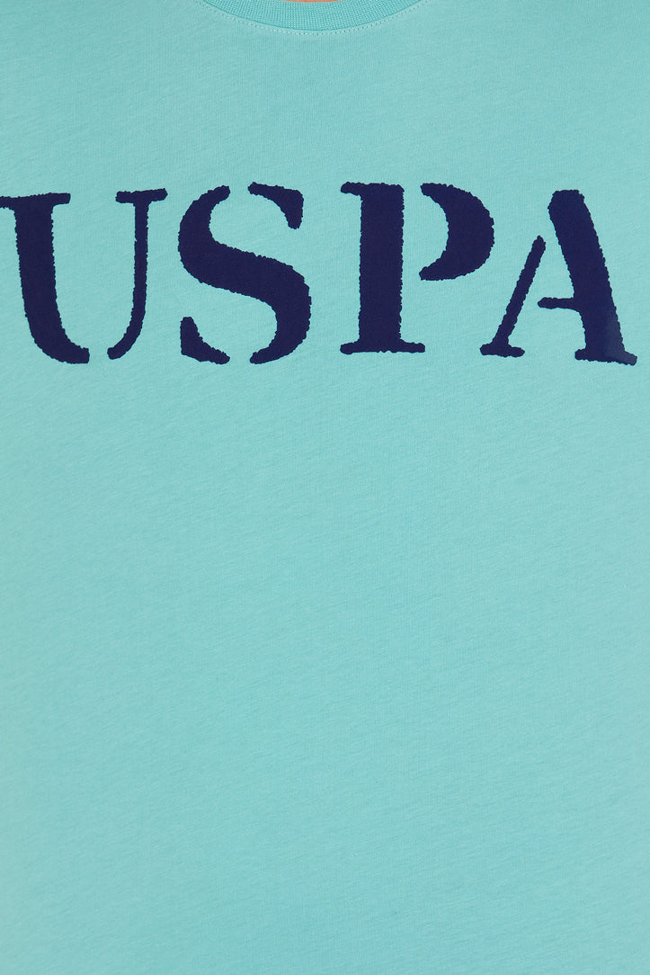 Green Short Sleeve Round Neck Graphic T-Shirt With Brand Name