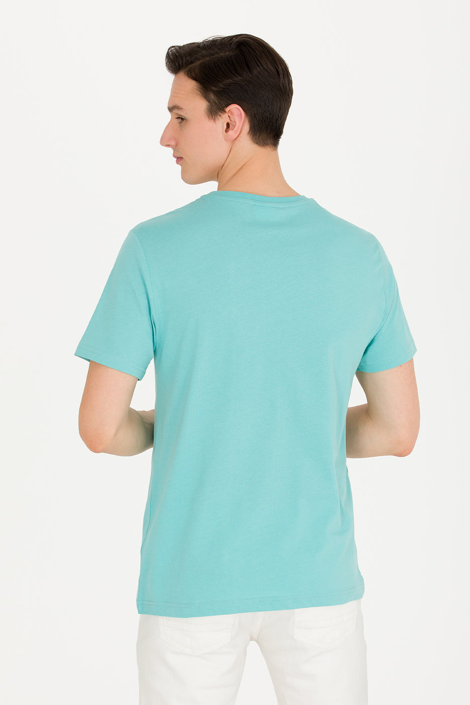 Green Short Sleeve Round Neck Graphic T-Shirt With Brand Name