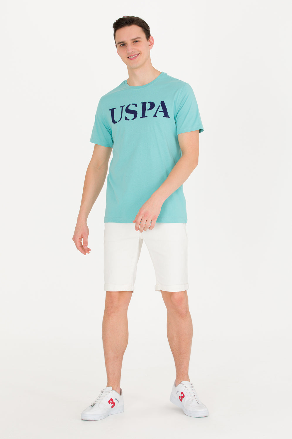 Green Short Sleeve Round Neck Graphic T-Shirt With Brand Name