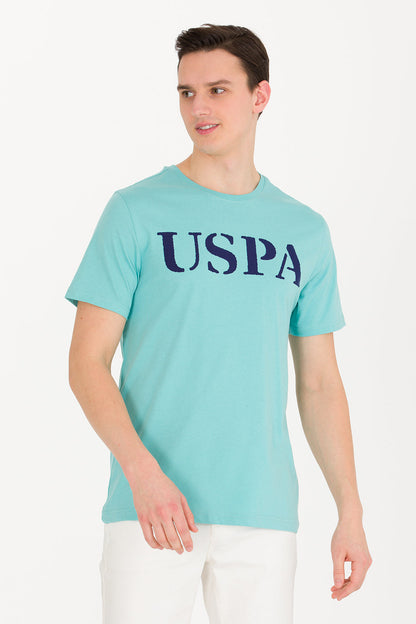 Green Short Sleeve Round Neck Graphic T-Shirt With Brand Name