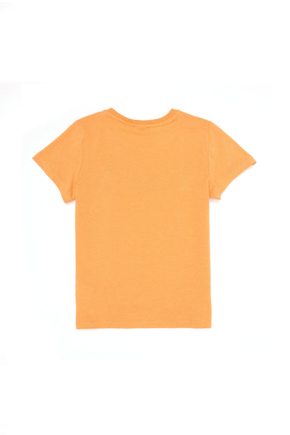 Orange Short Sleeve T-Shirt With Graphics