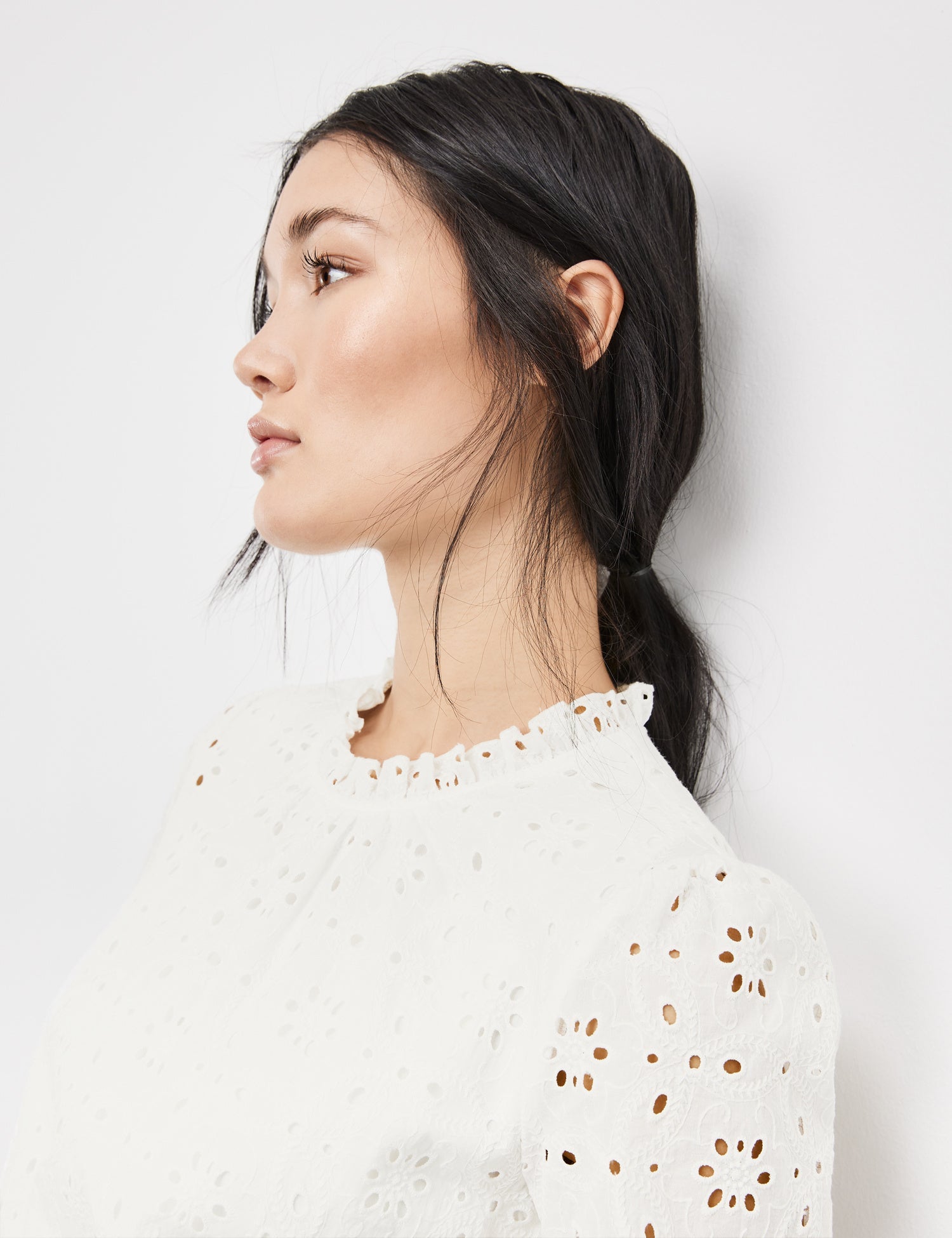 Short Sleeve Blouse With Broderie Anglaise