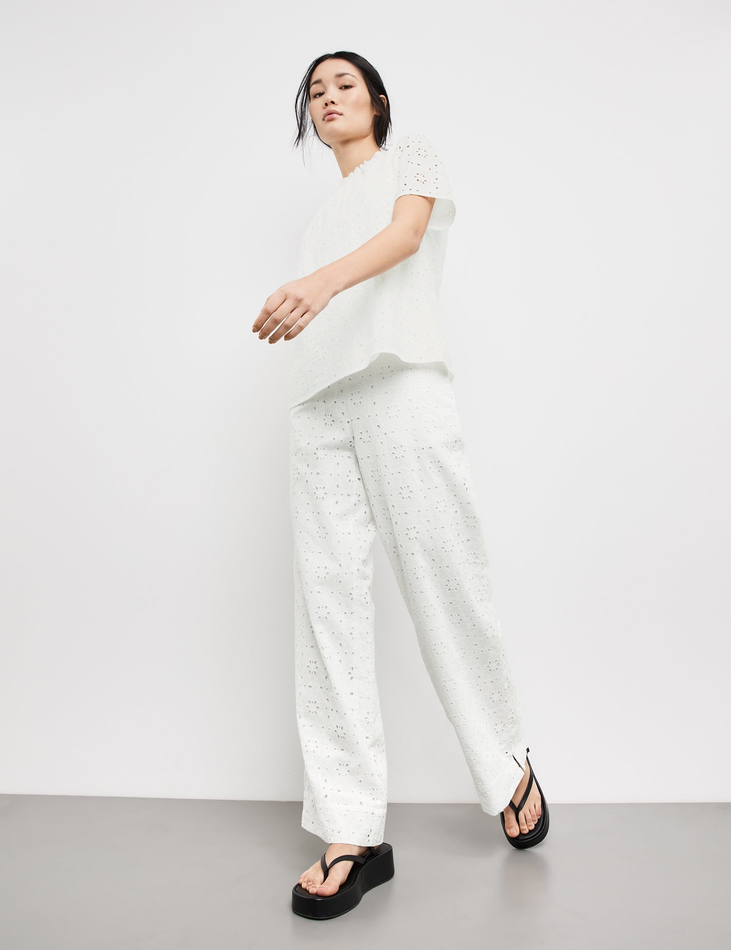 Short Sleeve Blouse With Broderie Anglaise