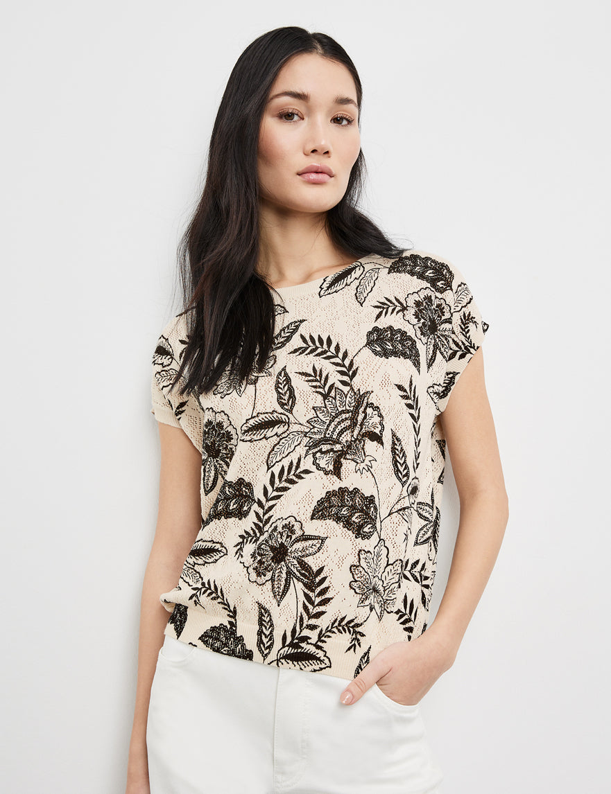 Short Sleeve Openwork Knit Jumper