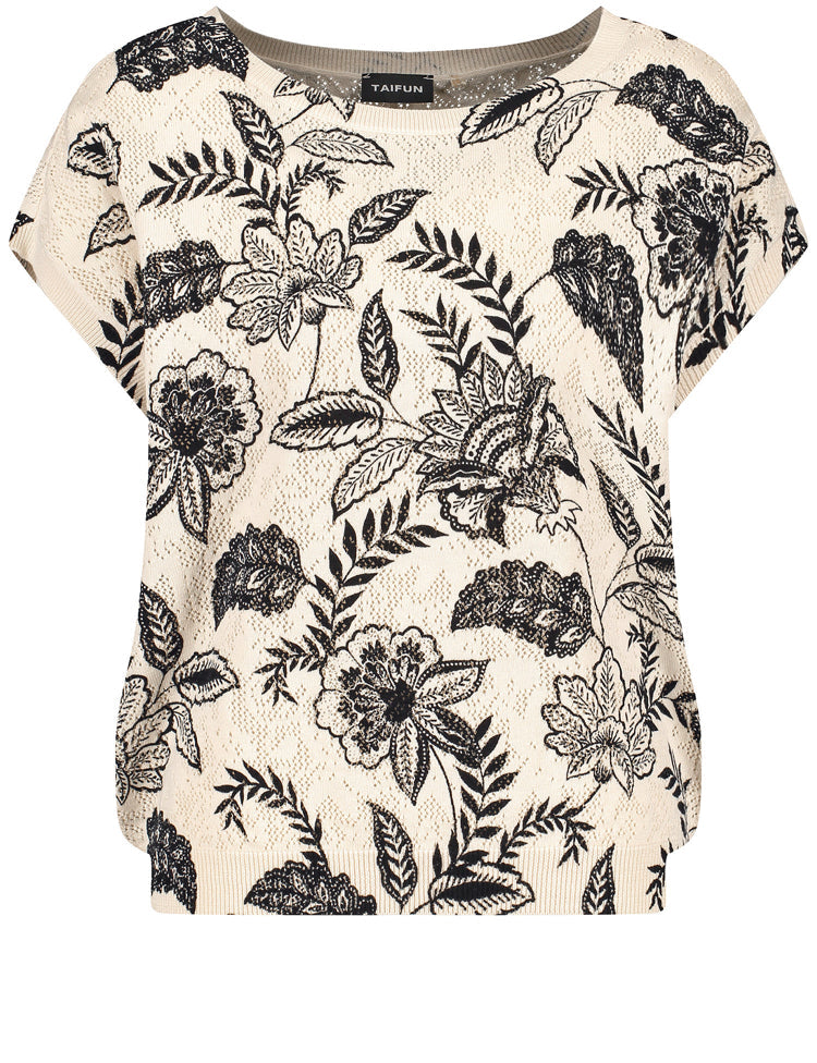 Short Sleeve Openwork Knit Jumper