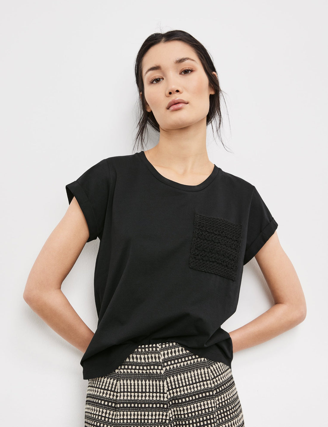 Top With Crochet Chest Pocket