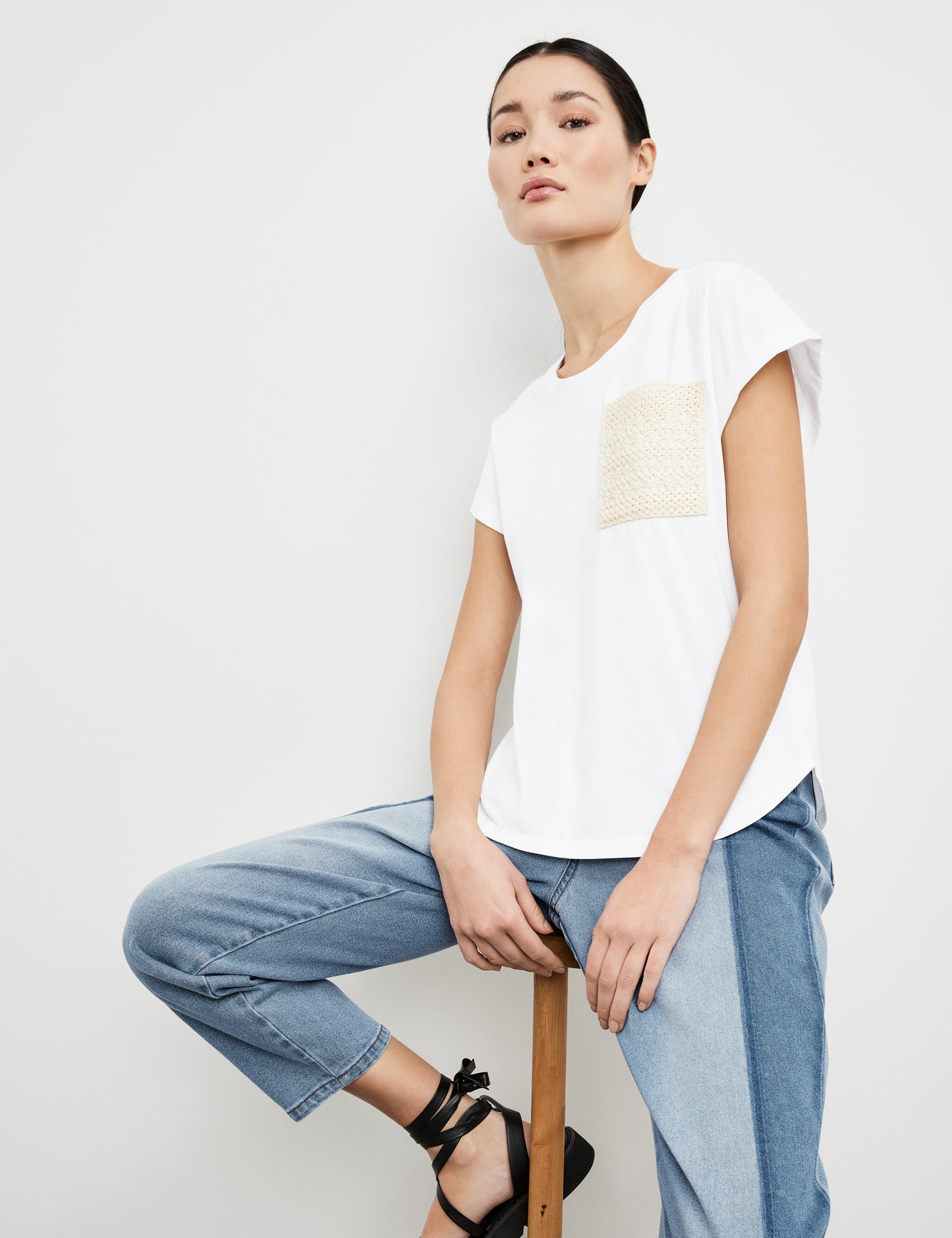 Top With Crochet Chest Pocket