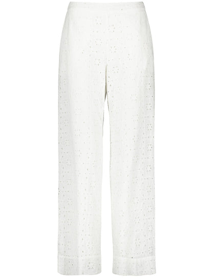 Wide-Leg Broderie Anglaise Trousers, Palazzo Fit