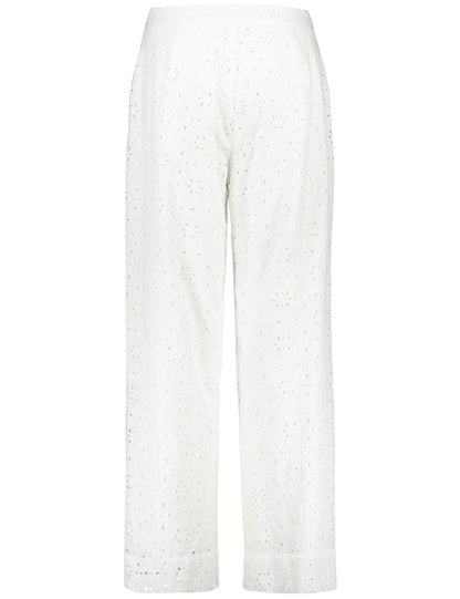 Wide-Leg Broderie Anglaise Trousers, Palazzo Fit